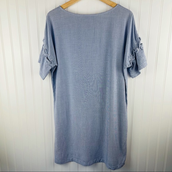 Madewell Striped Laced-Sleeve T-Shirt Style Dress Blue Size Medium - Picture 9 of 14